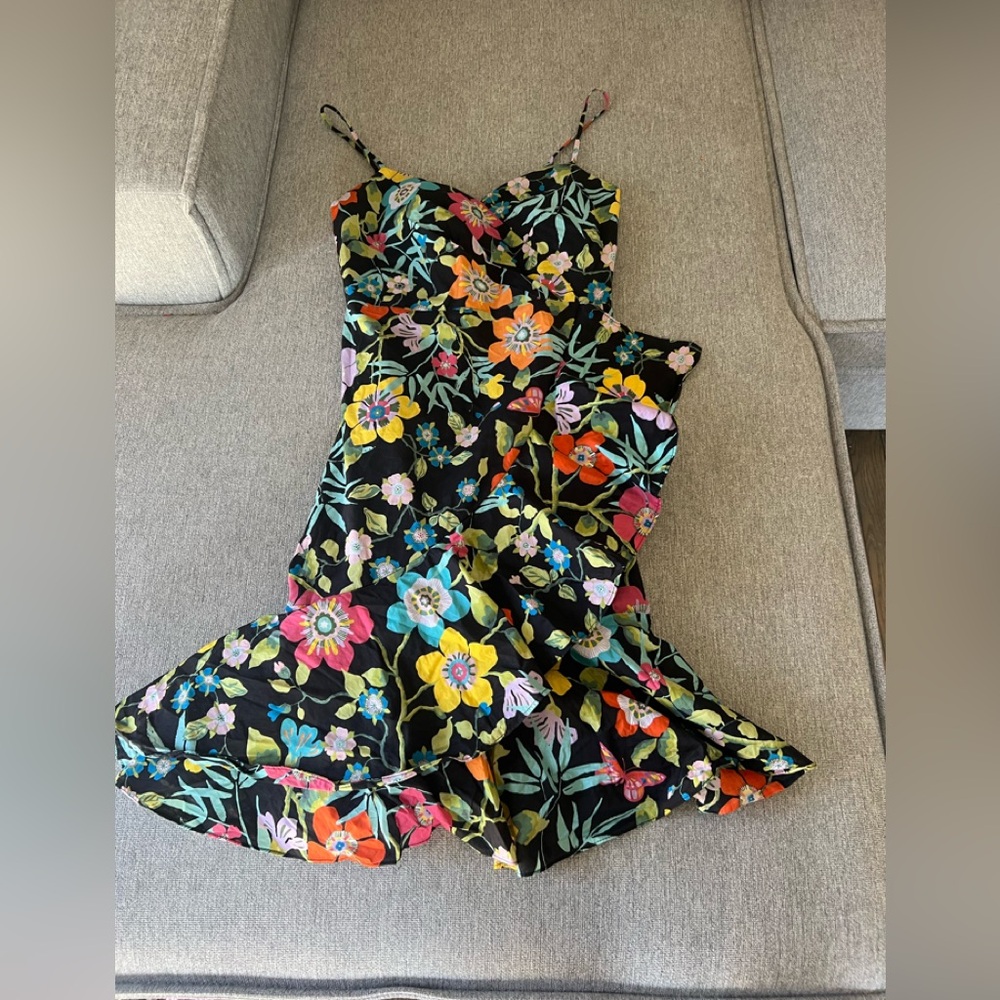J. Crew Floral Spaghetti Strap Ruffle Midi Dress